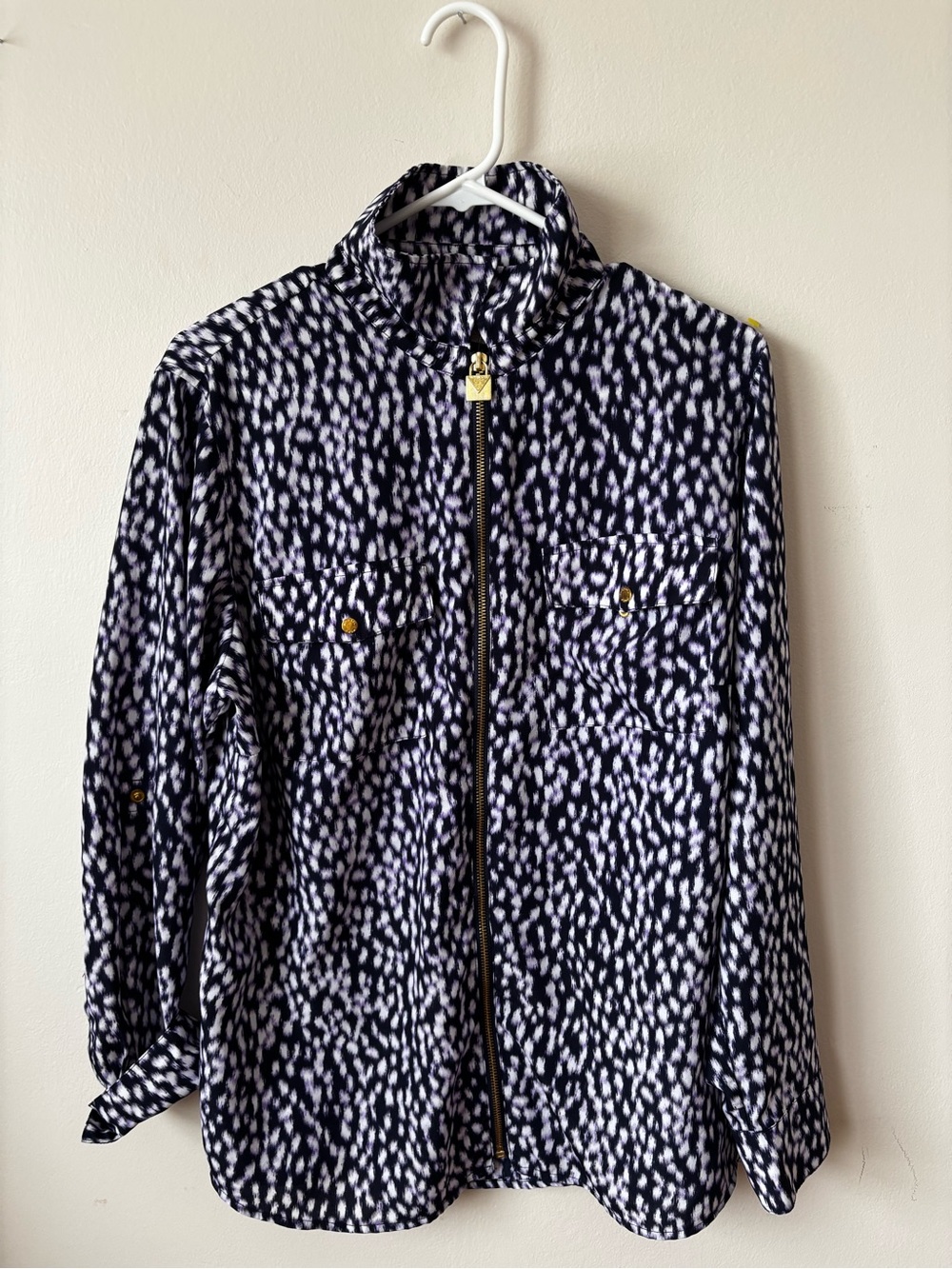 MICHAEL Michael Kors Black and Purple Abstract Print Top